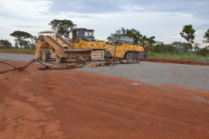 Note the use of available materials as traffic barriers.